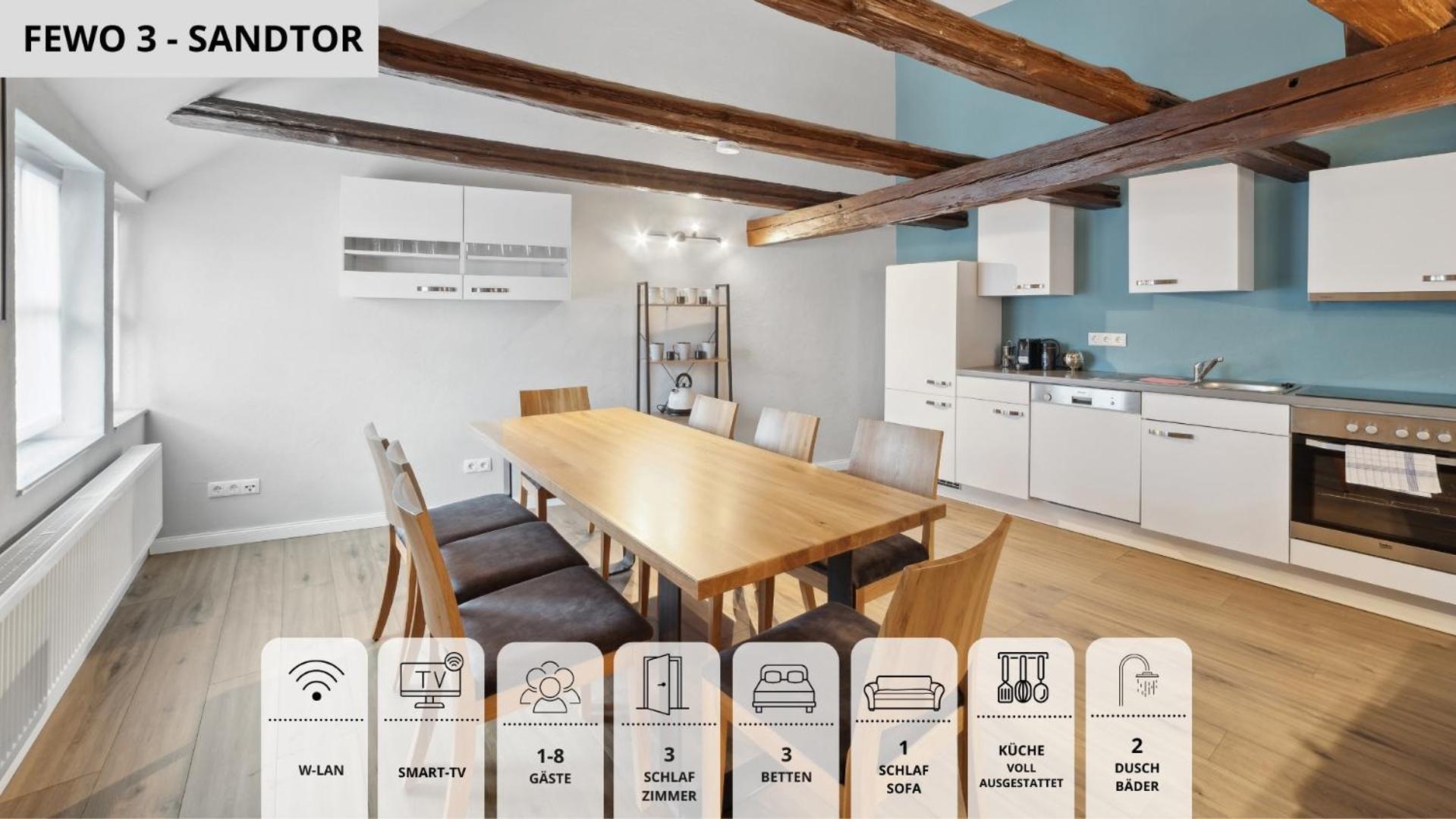 Neu Sandapart32 - 3 Tolle Fewos Von 1-8 Pers Mitten In Der Altstadt Apartment *